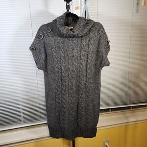 Ruff Hewn Medium $89 Wool Blend Gray Heather Tunic Midi Cable Knit Sweater Dress